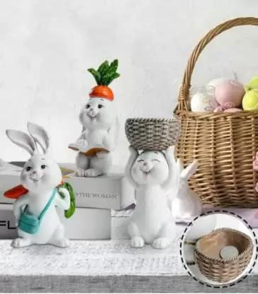 ECLAT FURNISH Stylish Rabbit Decorative Showpiece Gift Item Polyresin Pack of 3