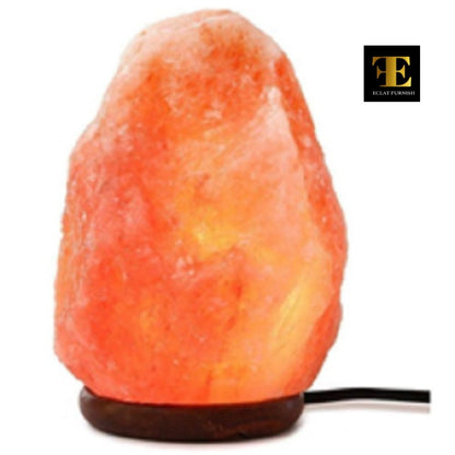 ECLAT FURNISH Natural Himalayan Crystal Rock Salt Lamp Pink Light, Hand Crafted Wooden Base Direct from Foothills of The Himalayas Home Decor, Night Light & Gifts