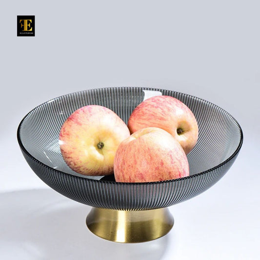 Eclat Furnish Ribbed Glass Decorative Fruit Bowl