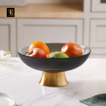 Eclat Furnish Ribbed Glass Decorative Fruit Bowl