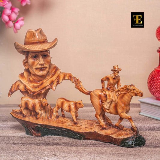 ECLAT FURNISH Antique Finish Decorative Horse Man Figurine for Home décor Wall Shelf Living Room Decoration